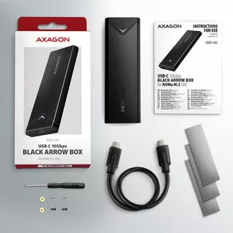 AXAGON EEM2-UB2, USB-C 10Gb/s - M.2 NVMe SSD ARROW box, črna