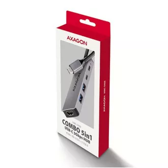 AXAGON HMC-5H60, vozlišče USB 5Gb/s, priključki 2x USB-A, 1x USB-C, HDMI 4k/60, PD 100W, kabel USB-C 15cm