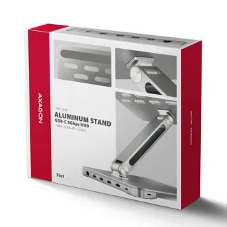 AXAGON HMC-STND, stojalo za 10"-17" prenosnike, vozlišče USB 5Gb/s, 3x USB-A, HDMI 4k/60Hz, RJ-45, PD 100W, kabel USB-C 60cm - Rabljeno