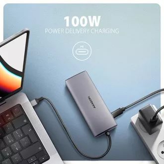 AXAGON HMC-6G2L, vozlišče USB 10Gb/s, 2x USB-A, 1x USB-C, HDMI 4k/60, RJ-45, PD 100W, kabel USB-C 15cm
