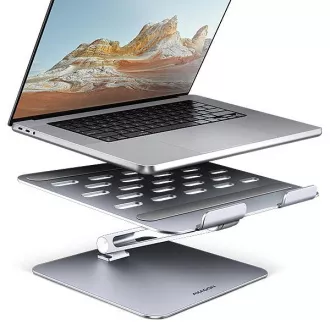 AXAGON STND-LQ aluminijasto stojalo za prenosni računalnik HQ 10"-17,3" z nastavljivo višino in kotom, sivo
