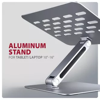 AXAGON STND-LQ aluminijasto stojalo za prenosni računalnik HQ 10"-17,3" z nastavljivo višino in kotom, sivo