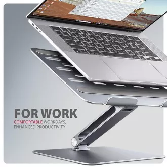 AXAGON STND-LQ aluminijasto stojalo za prenosni računalnik HQ 10"-17,3" z nastavljivo višino in kotom, sivo
