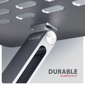 AXAGON STND-LQ aluminijasto stojalo za prenosni računalnik HQ 10"-17,3" z nastavljivo višino in kotom, sivo