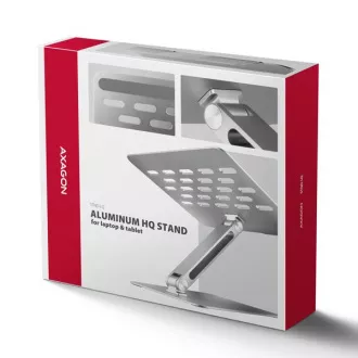 AXAGON STND-LQ aluminijasto stojalo za prenosni računalnik HQ 10"-17,3" z nastavljivo višino in kotom, sivo