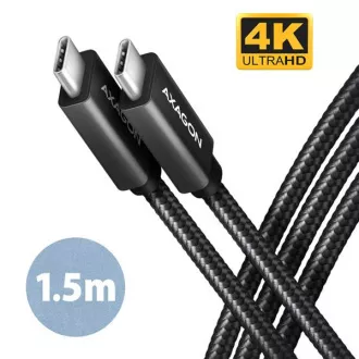 AXAGON BUCM32-CM15AB, SPEED  kabel USB-C <-> USB-C, 1,5 m, USB 20Gb/s, PD 100W 5A, 4K HD, ALU, oplet, črn
