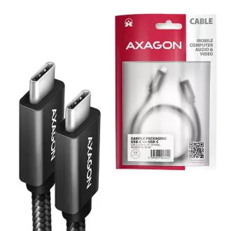 AXAGON BUCM32-CM15AB, SPEED  kabel USB-C <-> USB-C, 1,5 m, USB 20Gb/s, PD 100W 5A, 4K HD, ALU, oplet, črn
