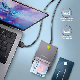 AXAGON CRE-SM3T, USB-A FlatReader kontaktni čitalnik kartic Pametna kartica (eObčanka), kabel 1,3 m AXAGON CRE-SM3T, USB-A FlatReader kontaktni čitalnik kartic Pametna kartica (eObčanka), kabel 1,3 m