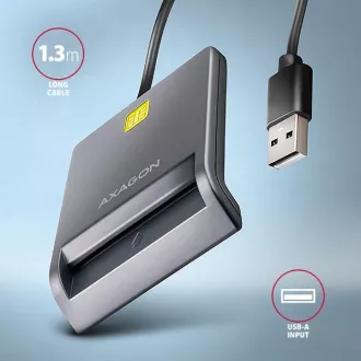 AXAGON CRE-SM3T, USB-A FlatReader kontaktni čitalnik kartic Pametna kartica (eObčanka), kabel 1,3 m AXAGON CRE-SM3T, USB-A FlatReader kontaktni čitalnik kartic Pametna kartica (eObčanka), kabel 1,3 m