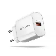 AXAGON ACU-QC18W, 18W omrežni polnilnik, 1x vrata USB-A, QC3.0/AFC/Apple, bel