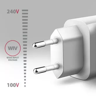 AXAGON ACU-QC18W, 18W omrežni polnilnik, 1x vrata USB-A, QC3.0/AFC/Apple, bel