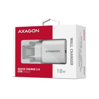 AXAGON ACU-QC18W, 18W omrežni polnilnik, 1x vrata USB-A, QC3.0/AFC/Apple, bel