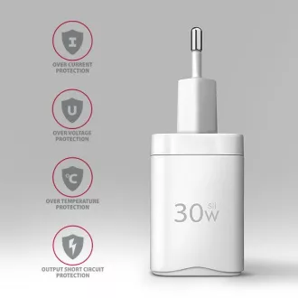 AXAGON ACU-PD30W, polnilec 30 W, 1x vrata USB-C, PD3.0/PPS/QC4 /SFC/AFC/Apple, bel