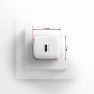 AXAGON ACU-PD30W, polnilec 30 W, 1x vrata USB-C, PD3.0/PPS/QC4 /SFC/AFC/Apple, bel