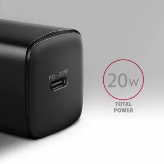 AXAGON ACU-PD20, 20W omrežni polnilnik, 1x vrata USB-C, PD3.0/PPS/QC4 /AFC/Apple, črna