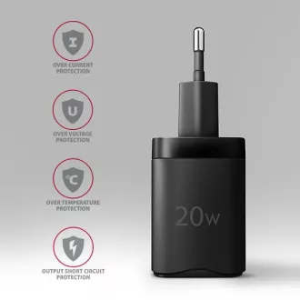 AXAGON ACU-PD20, 20W omrežni polnilnik, 1x vrata USB-C, PD3.0/PPS/QC4 /AFC/Apple, črna