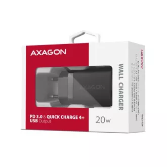 AXAGON ACU-PD20, 20W omrežni polnilnik, 1x vrata USB-C, PD3.0/PPS/QC4 /AFC/Apple, črna