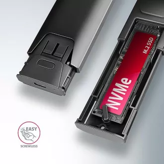 AXAGON EEM2-GTS2, USB-C 10Gb/s - M.2 NVMe & SATA SSD kovinska THIN škatla, brez vijakov