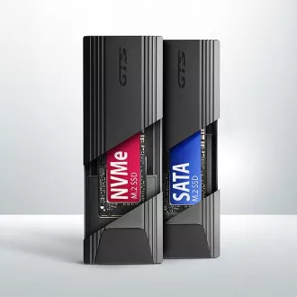 AXAGON EEM2-GTS2, USB-C 10Gb/s - M.2 NVMe & SATA SSD kovinska THIN škatla, brez vijakov
