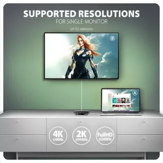 AXAGON HMC-UFO, vozlišče USB 10 Gb/s, 2x USB-A, USB-C, HDMI 4k/60, RJ-45, reža M.2, SD/mSD, zvok, PD 100 W, kabel USB-C 65 cm
