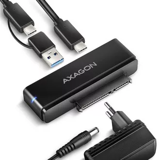 AXAGON ADSA-FPX, adapter USB-C 10Gbps - SATA 6G, 2,5"/3,5" SSD/HDD FAST PORT X, vključno z napajalnik za izmenični tok