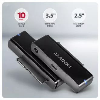 AXAGON ADSA-FPX, adapter USB-C 10Gbps - SATA 6G, 2,5"/3,5" SSD/HDD FAST PORT X, vključno z napajalnik za izmenični tok