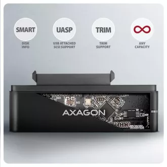AXAGON ADSA-FPX, adapter USB-C 10Gbps - SATA 6G, 2,5"/3,5" SSD/HDD FAST PORT X, vključno z napajalnik za izmenični tok