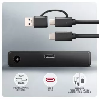 AXAGON ADSA-FPX, adapter USB-C 10Gbps - SATA 6G, 2,5"/3,5" SSD/HDD FAST PORT X, vključno z napajalnik za izmenični tok