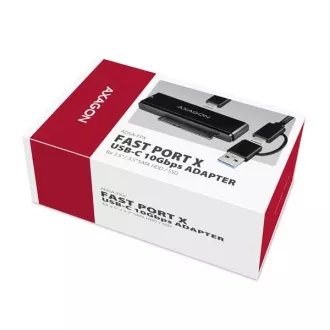 AXAGON ADSA-FPX, adapter USB-C 10Gbps - SATA 6G, 2,5"/3,5" SSD/HDD FAST PORT X, vključno z napajalnik za izmenični tok