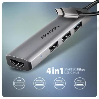 AXAGON HMC-H3A, vozlišče USB 5Gb/s, 3x USB-A, HDMI 4k/30Hz, kabel USB-C 15 cm AXAGON HMC-H3A, vozlišče USB 5Gb/s, 3x USB-A, HDMI 4k/30Hz, kabel USB-C 15 cm