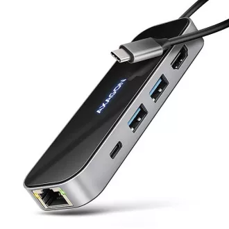 AXAGON HMC-6GLN, vozlišče USB 5Gb/s, 2x USB-A, USB-C, HDMI 4k/60Hz, RJ-45 GLAN, PD 100W, kabel USB-C 20cm