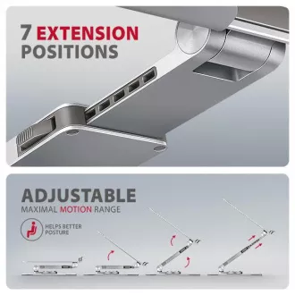 AXAGON STND-LR aluminijasto stojalo za prenosni računalnik 10"-17,3", nastavljivo po višini in kotu, vrtljivo, sivo AXAGON STND-LR aluminijasto stojalo za prenosni računalnik 10"-17,3", nastavljivo po višini in kotu, vrtljivo, sivo
