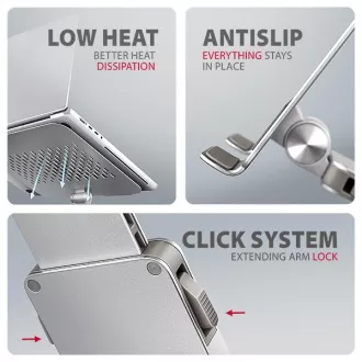 AXAGON STND-LR aluminijasto stojalo za prenosni računalnik 10"-17,3", nastavljivo po višini in kotu, vrtljivo, sivo AXAGON STND-LR aluminijasto stojalo za prenosni računalnik 10"-17,3", nastavljivo po višini in kotu, vrtljivo, sivo