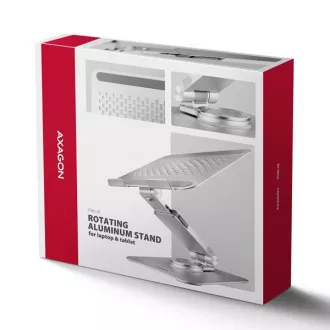 AXAGON STND-LR aluminijasto stojalo za prenosni računalnik 10"-17,3", nastavljivo po višini in kotu, vrtljivo, sivo AXAGON STND-LR aluminijasto stojalo za prenosni računalnik 10"-17,3", nastavljivo po višini in kotu, vrtljivo, sivo