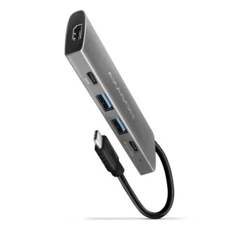 AXAGON HMC-5G21, vozlišče USB 10 Gb/s, 2x USB-A, 2x USB-C, HDMI 4k/30, PD 60 W, kabel USB-C 13 cm