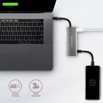 AXAGON HMC-5G21, vozlišče USB 10 Gb/s, 2x USB-A, 2x USB-C, HDMI 4k/30, PD 60 W, kabel USB-C 13 cm