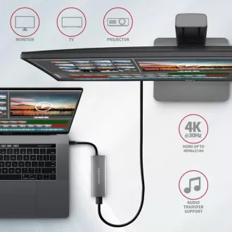 AXAGON HMC-5G21, vozlišče USB 10 Gb/s, 2x USB-A, 2x USB-C, HDMI 4k/30, PD 60 W, kabel USB-C 13 cm