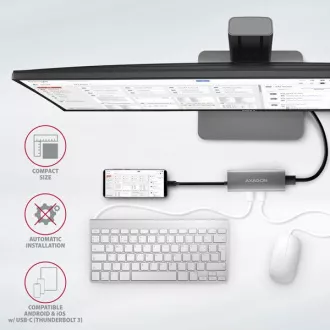 AXAGON HMC-5G21, vozlišče USB 10 Gb/s, 2x USB-A, 2x USB-C, HDMI 4k/30, PD 60 W, kabel USB-C 13 cm