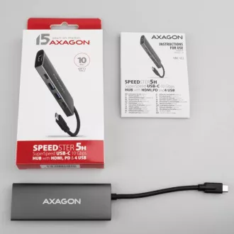 AXAGON HMC-5G21, vozlišče USB 10 Gb/s, 2x USB-A, 2x USB-C, HDMI 4k/30, PD 60 W, kabel USB-C 13 cm