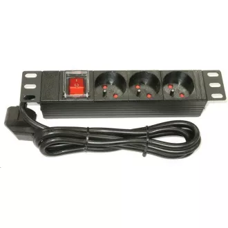 10" XtendLan distribucijska plošča 3x230V, CSN, stikalo, indikator napetosti, kabel 1, 8m, 1U
