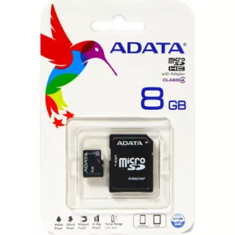 ADATA MicroSDHC kartica 8GB Class 4 SD adapter ADATA MicroSDHC kartica 8GB Class 4 SD adapter