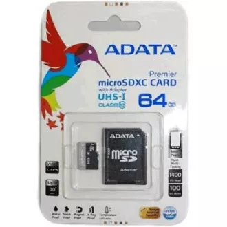 ADATA MicroSDXC kartica 64GB Premier UHS-I Class 10 SD adapter ADATA MicroSDXC kartica 64GB Premier UHS-I Class 10 SD adapter