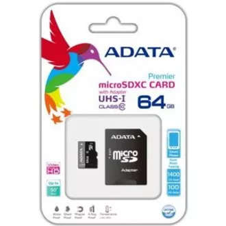 ADATA MicroSDXC kartica 64GB Premier UHS-I Class 10 SD adapter ADATA MicroSDXC kartica 64GB Premier UHS-I Class 10 SD adapter