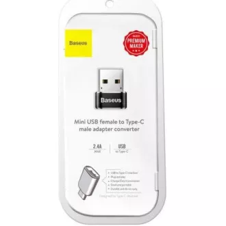 Baseus adapter USB moški na USB-C ženski 3A, OTG, črn