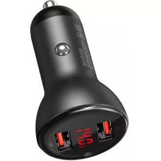 Baseus dvojni avtomobilski adapter USB z zaslonom 4, 8A 24W, siv