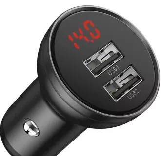 Baseus dvojni avtomobilski adapter USB z zaslonom 4, 8A 24W, siv