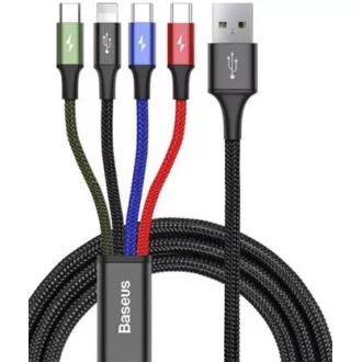 Baseus kabel za hitro polnjenje / prenos podatkov 4v1 Lightning   2* USB-C   Micro USB 3, 5A 1, 2 m, črn