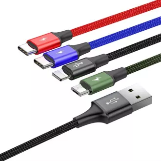 Baseus kabel za hitro polnjenje / prenos podatkov 4v1 Lightning   2* USB-C   Micro USB 3, 5A 1, 2 m, črn