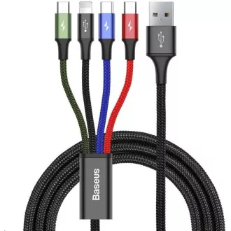 Baseus kabel za hitro polnjenje / prenos podatkov 4v1 Lightning   2* USB-C   Micro USB 3, 5A 1, 2 m, črn