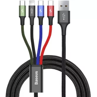 Baseus kabel za hitro polnjenje / prenos podatkov 4v1 Lightning   2* USB-C   Micro USB 3, 5A 1, 2 m, črn